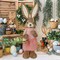 Easter Bunny Decor, 2.7FT Large Rabbit Statue with Easter Basket Eggs Outdoor Decorations, Straw Standing Bunnies Figurine Spring Decor for Porch Home Farmhouse Entryways Photo Props (Girl)